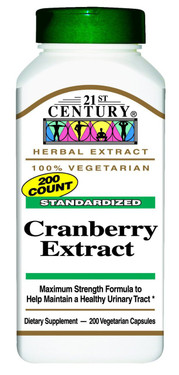 Buy Cranberry Extract Standardized 200 Veggie Caps 21st Century Health Online, UK Delivery, Herbal Remedy Natural Treatment