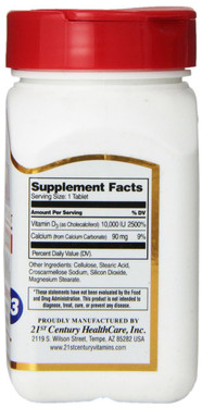 Buy D3 Ultra Strength 10 000 IU 110 Tabs 21st Century Health Online, UK Delivery, Vitamin D3 
