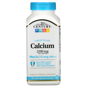 Buy Liquid Filled Calcium 1200 mg + D3 90 sGels 21st Century Health Online, UK Delivery, Mineral Supplements