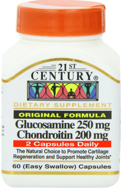 Buy Glucosamine 250 mg Chondroitin 200 mg Original Formula 60 Caps 21st Century Health Online, UK Delivery, Bone Osteo Support Formulas