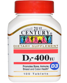 Buy D-400 100 Tabs 21st Century Health Online, UK Delivery, Vitamin D3