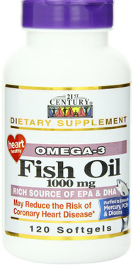 Buy Fish Oil 1000 mg 120 sGels 21st Century Health Online, UK Delivery, EFA Omega EPA DHA