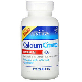 Buy Calcium Citrate Maximum + D3 120 Caplets 21st Century Health Online, UK Delivery, Bone Osteo Support Formulas
