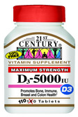 Buy Super Strength D3-5000 110 Tabs 21st Century Health Online, UK Delivery, Vitamin D3
