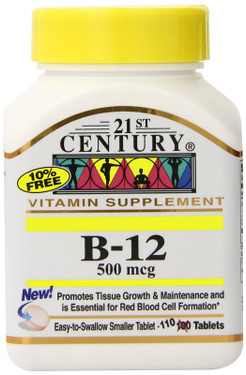 Buy B-12 500 mcg 110 Tabs 21st Century Health Online, UK Delivery, Vitamin B12