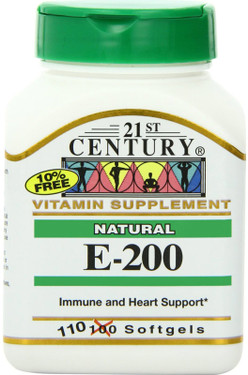 Buy E-200 Natural 110 sGels 21st Century Health Online, UK Delivery, Vitamin E