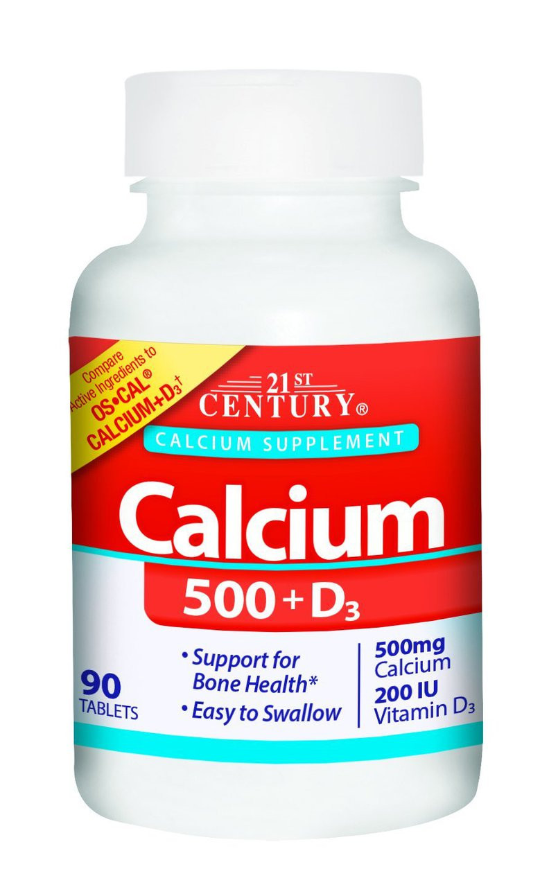 Buy Calcium 500 + D3 90 Caplets 21st Century Health Online, UK Delivery