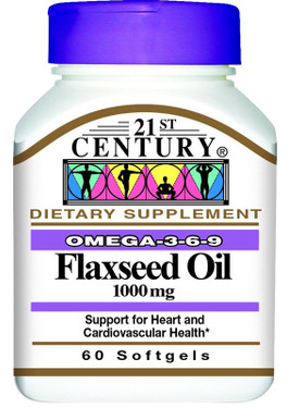 Buy Flaxseed Oil 1000 mg 60 sGels 21st Century Health Online, UK Delivery, EFA Omega EPA DHA