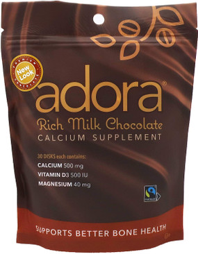Buy Calcium Supplement Milk Chocolate 30 Disks Adora Online, UK Delivery, Mineral Supplements