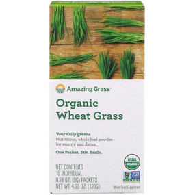 Buy Organic Wheat Grass Whole Food Drink Powder 15 Individual Packets 8 g Each Amazing Grass Online, UK Delivery, Gluten Free Green Foods Superfoods