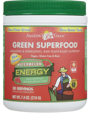 Buy Green Superfood Energy Watermelon 7.4 oz (210 g) Amazing Grass Online, UK Delivery, Superfoods Green Food