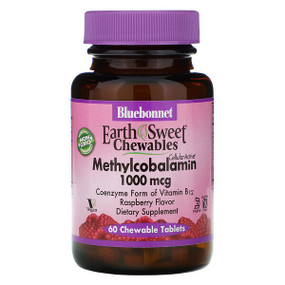 Buy EarthSweet Methylcobalamin Natural Raspberry Flavor 1000 mcg 60 Chewable Tabs Bluebonnet Nutrition Online, UK Delivery, Vitamin B12 Methylcobalamin