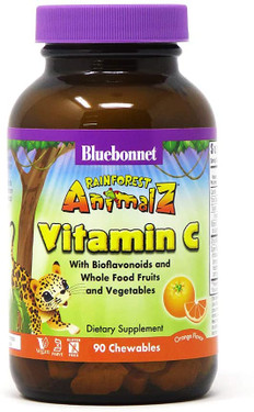 Buy Super Earth Rainforest Animalz Vitamin C Natural Orange Flavor 90 Chewables Bluebonnet Nutrition Online, UK Delivery, Chewable Vitamin C