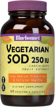 Buy Extra Strength Cantaloupe Melon Fruit Extract 250 IU 60 Veggie Caps Bluebonnet Nutrition Online, UK Delivery, Super Oxide Dismutase SOD Glisodin