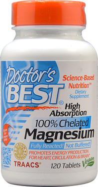 Buy UK High Absorption 100% Chelated Magnesium 120 Tabs Doctor's Best, Energy, Stress, UK Supplements