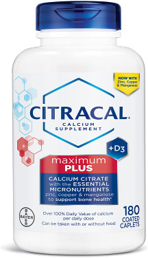 Citracal +D3 Calcium Citrate Maximum 180 Coated Caplets Citracal