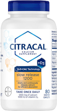 UK Buy Calcium Slow Release, 1200 + D3, 80 Tabs, Citracal 