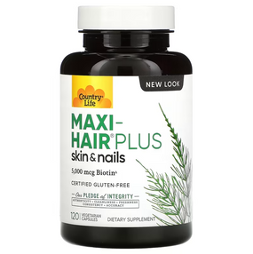 Buy Maxi Hair Plus 120 Veggie Caps Country Life Online, UK Delivery, Vitamin B Biotin