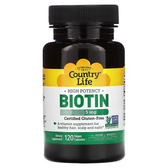 Buy Biotin High Potency 5 mg 120 Vegan Caps Country Life Online, UK Delivery, Vitamin B Biotin