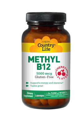 Buy Methyl B12 Cherry Flavor 5000 mcg 60 Lozenges Country Life Online, UK Delivery, Vitamin B12 Methylcobalamin Gluten Free