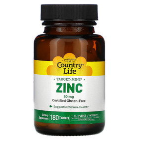 Buy Zinc 50 mg 180 Tabs Country Life Online, UK Delivery, Mineral Supplements