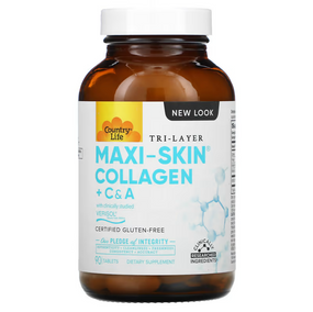 Buy Tri Layer Maxi-Skin Collagen Plus C&A 90 Tabs Country Life Online, UK Delivery, Vitamins For Women Hair Nails Skin Women's Supplements