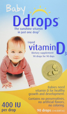 Buy Baby Liquid Vitamin D3 400 IU 0.08 oz (2.5 ml) 90 Drops D Drops Online, UK Delivery, Baby Infant Supplements