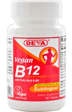 Buy Vegan B12 Sublingual 90 Tabs Deva Online, UK Delivery, Vegan Vegetarian Vitamin B12 Methylcobalamin