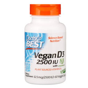 Buy Best Vegan D3 2500 IU 60 Veggie Caps Doctor's Best Online, UK Delivery, Vitamin D3 Vegan Vegetarian