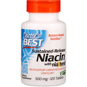 Buy Real Niacin 500 mg 120Tabs Doctor's Best Online, UK Delivery, Cardiovascular Cholesterol Balance Support 