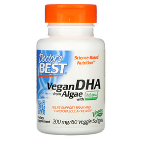 Buy Best Vegetarian DHA from Algae 200 mg 60 Veggie sGels Doctor's Best Online, UK Delivery, EFA Omega EPA DHA Vegetarian EFA