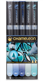 Chameleon Color Tones 5 Pen Set Alcohol Blending Gradient - Blue Colour Tones