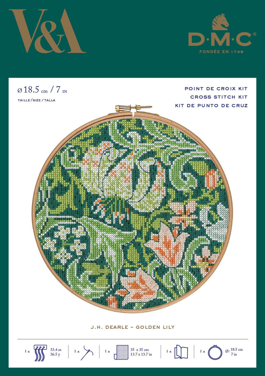 DMC Counted Cross Stitch Kit V&A Museum William Morris & Co Golden Lily Crafty Critters