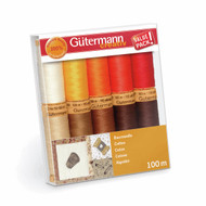 Gutermann 100% Natural Cotton Thread Set 100m Hand and Machine 10 Reds & Browns