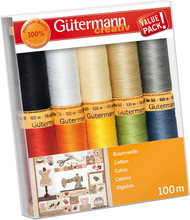 Gutermann 10 Thread Set: 100% Cotton No.50 - Col.1