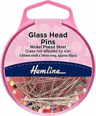 Hemline Glass Head Pins 34mm