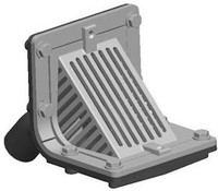 R1310 Series - Scupper Drains with Angle Grate and 45 Degree No Hub Outlet - Outlet Size 6",8"