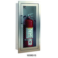 Cosmopolitan - Stainless Steel Fire Extinguisher Cabinet - 3" Rolled - Full Glass with SAF-T-LOK with Pull Handle - JL Industries