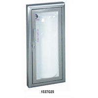 FX Clear Vu - Aluminum Acrylic Bubble Fire Extinguisher Cabinet - 1 1/2" Square - Full Glass with SAF-T-LOK with Pull Handle - JL Industries