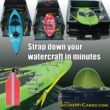 kayak paddleboard truck bed strap kit - SecureMyCargo