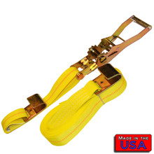2" Ratchet Strap Flat-hook/Flat-hook 30' 3336# WLL Yellow