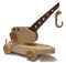Crane car features a real working crane with a handle that turns and a wooden hook on the end. Picks up the cargo in our Flat Car as well as other small objects that children seem to have in abundance. The crane car is 12" long x 4" wide.