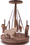 For little girls and boys, our merry go round includes a horse, elephant, giraffe and lion. The colorful ribbon and ingenious design cause it to "go round" with a toddler's help. Crafted out of oak, cherry, birch and walnut. The merry go round is 10" wide x 14" high