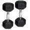 Pair of Rubber Hex Dumbbells with Contoured Handles