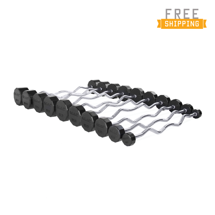 CAP Barbell 12-sided Commercial Rubber Barbells with Curl Handles - WF  Athletic Supply
