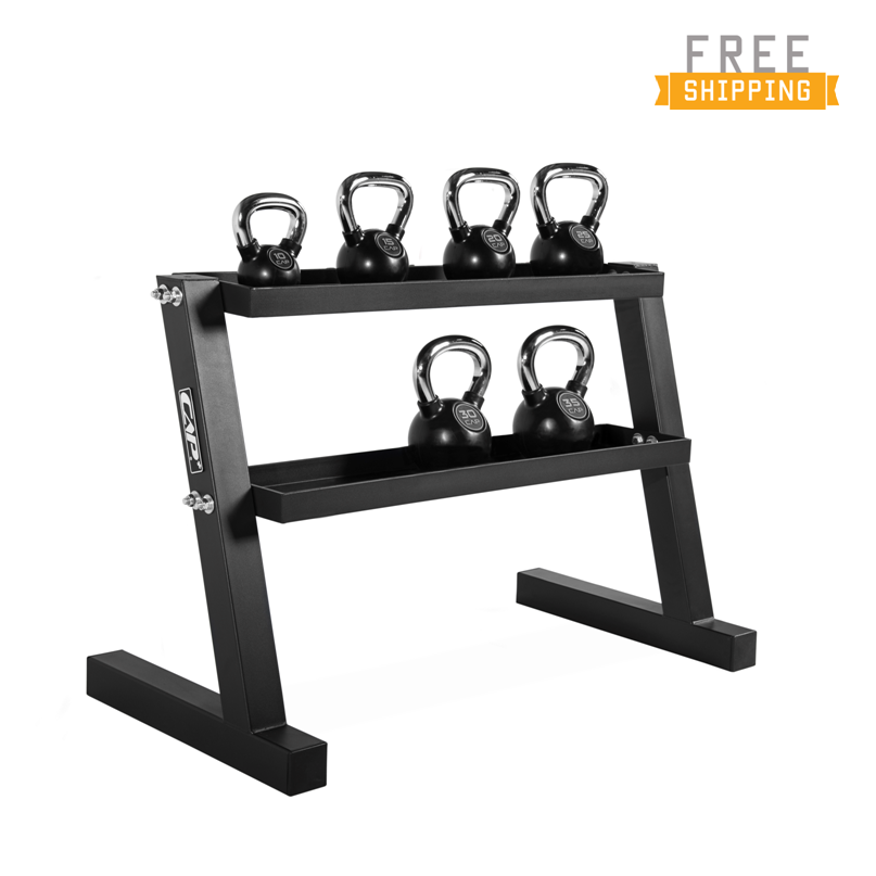 WF Athletic Supply 135lb Black Rubber Coated Kettlebell Set with Storage  Rack - WF Athletic Supply