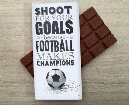 Milk chocolate bar for the team player who loves football. Another winner from Chocolates for Chocoholics