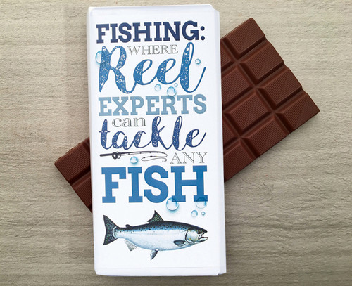 Chocolate bar for a fisherman from Chocolates for Chocoholics.