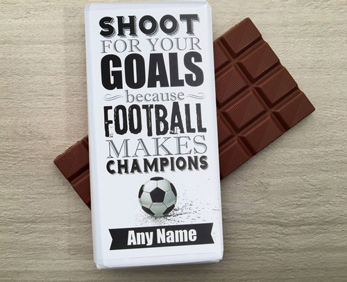 Personalised Milk Chocolate Bar for a Football Fan or player from Chocolates for Chocoholics.