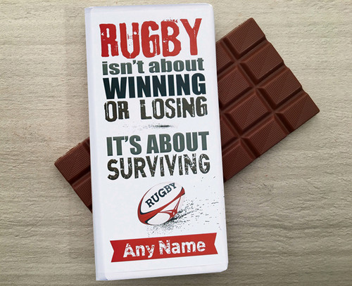Personalised Milk Chocolate Bar for a Rugby player or fan from Chocolates for Chocoholics